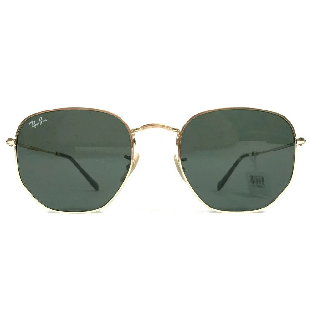 Ray-Ban Sunglasses RB3548-N 001 Polished Gold Hexagonal Frame Green Lenses 54 mm